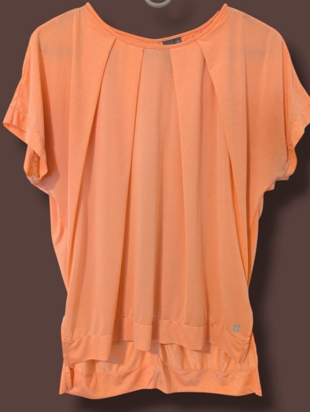 Sweaty Betty Peach Orange Short Sleeve High Low Lightweight Relaxed Draped Top M